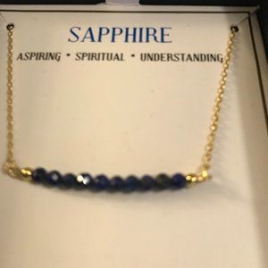 New in Box CZ Sapphire and Gold September Necklace